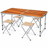  Set kamperskog namještaja, sklopivi stol, 4 stolice, drveni kofer | shoptok.hr