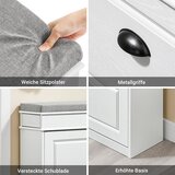 SoBuy lesena klop za čevlje s sedežem za shranjevanje v beli barvi staranega lesa 61x24x51cm, (5000009238) | Shoptok.si
