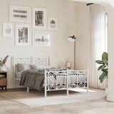Maison Chic Kovinski Posteljni okvir - Dvoposteljna postelja - Zakonska postelja z vzglavjem in vznožjem bel 120x200 cm, (21696455) | Shoptok.si
