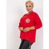 Fashion Hunters Plus size red blouse with a small Clementina print Cene