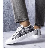 Gemre White and black fabric sneakers Aucoin | Shoptok.si