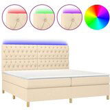  Box spring postelja z vzmetnico LED krem 200x200 cm blago, (20761318) | Shoptok.si