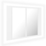 Furnova LED kopalniška omarica z ogledalom bela 60x12x45 cm akril, (21947118) | Shoptok.si