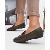 Resti Dark green women's moccasins with gold embellishment Uletta - Footwear | Shoptok.si