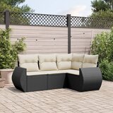 Maison Chic Seti vrtnega pohištva - Vrtna garnitura - Vrtni pohištvo set 4-delna z blazinami črna poli ratan, (21820114) | Shoptok.si