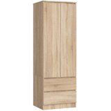 AKORD Star Garderobna Omara, 2 Vrata In 2 Predala, Hrast Sonoma, (5000331640) | Shoptok.si