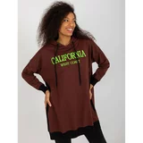Fashion Hunters Dark brown long oversized hoodie with slits