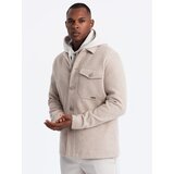Ombre Men's lightweight fleece jacket with viscose - beige | Eponuda.ba