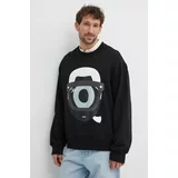 Karl Lagerfeld Bombažen pulover Dour Darcel X Karl moški, črna barva, 542930.705098