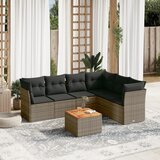 Maison Chic Seti vrtnega pohištva - Vrtna garnitura - Vrtni pohištvo set 7-delna z blazinami siv poli ratan, (21803782) | Shoptok.si