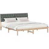 vidaXL Posteljni okvir z oblazinjenim vzglavjem Rjava 180 x 200 cm | Shoptok.si