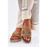 Boto Women's Slippers With Gold Detail On Platform With Glitter Camel Eanes | shoptok.hr