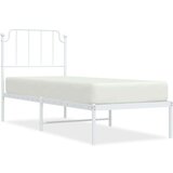 Metalni okvir za krevet s uzglavljem bijeli 75x190 cm | shoptok.hr