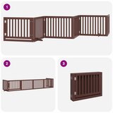 vidaXL Ograda za pse z vrati zložljiva 6 panelov rjava 480 cm les | Shoptok.si