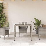  Vrtni stol sa staklenom pločom sivi 90x90x75 cm od poliratana | Eponuda.com