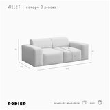 Rodier Siva žametna sedežna garnitura 205 cm Villet – | Shoptok.si