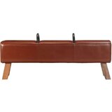 vidaXL Starinska telovadna klop z ročaji pravo kozje usnje | Shoptok.si