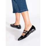 Shelvt Black patent ballerinas with clasp Cene
