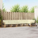  Set vanjskih sofa 6 kom. Bijela i krem Smeđa 406 x 168,5 x 73 cm | shoptok.hr