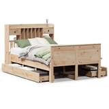 Maison Chic Posteljni Okvir - Dvoposteljna postelja brez vzmetnice 135x190 cm trdna borovina, (22081708) | Shoptok.si