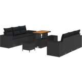  Set vrtnih kauča od 9 komada s jastučićima crni poli ratan acacia | shoptok.hr