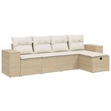  5-dijelni vrtni set sofa s jastucima bež od poliratana | shoptok.hr