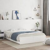 Maison Chic Posteljni okvir - Dvoposteljna postelja - Zakonska postelja s predali bel 140x190 cm inženirski les, (21694431) | Shoptok.si