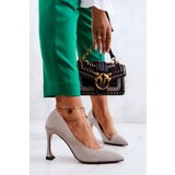 S. BARSKI Fashionable Leather Stilettos Light grey Tamira | Shoptok.si