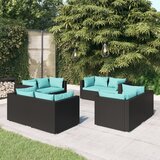 The Living Store Vrtna sedežna garnitura 8-delna z blazinami poli ratan črna - Vrtna Sedežna Garnitura, (21424250) | Shoptok.si