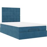 vidaXL Otomanski posteljni okvir z vzmetnicami moder 120x190cm žamet | Shoptok.si
