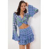 TRENDYOLMILLA Ženski komplet bluza i suknja Tbess25Au00031, Plavi Cene