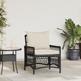 vidaXL vrtna stol s blazinami črna 60x70x78 cm poli ratan | Shoptok.si