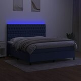  Krevet box spring s madracem LED plavi 180x200 cm od tkanine | shoptok.hr
