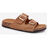 Boto Ladies Slippers With Golden Buckles And Stitching Light Brown Lunera | shoptok.hr