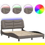  Posteljni okvir z LED lučkami taupe 140x200 cm tkanina | Shoptok.si