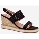 Boto Ladies Openwork Wedge Sandals Black Zolira | ePonuda.com