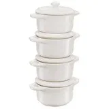 Mini Cocotte Set 4-tlg. rund, Keramik, elfenbein-weiß