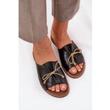 Boto Leather Flat Elegant Slippers With Bow Lewski 3572 Black | Shoptok.si