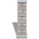  The Living Store Predalnik s 5 pletenimi košarami les bele barve - Regal Za Shranjevanje, (21453414) | Shoptok.si
