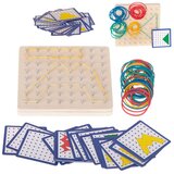 Montessori drvena slagalica Geoboard s gumicama i karticama | shoptok.hr