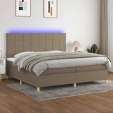  box spring s madracem LED smeđesivi 200x200 cm tkanina | shoptok.hr