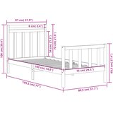  Okvir za krevet od masivnog drva crni 75 x 190 cm mali | Shoptok.si