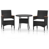 The Living Store Vrtna jedilna garnitura 3-delna poli ratan črna - Vrtna Jedilna Garnitura, (21460051) | Shoptok.si