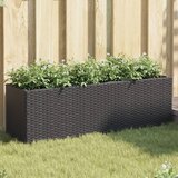 vidaXL Vrtno cvetlično korito s 3 lonci črna 105x30x32 cm poli ratan | Shoptok.si
