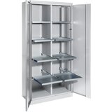 eurokraft pro Omara za material, širina 950 mm, 8 izvlečnih polic, 1 sredinska predelna stena, vrata svetlo siva | Shoptok.si