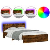  Okvir za krevet s uzglavljem i LED boja hrasta 135x190 cm | shoptok.hr
