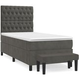 vidaXL Box spring postelja z vzmetnico temno siva 100x200 cm žamet, (20790047) Cene