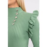 Kesi Fitted sweater dress with buttons dark mint | shoptok.hr