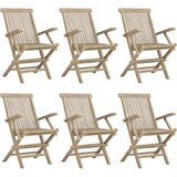  Sklopive vrtne stolice 6 kom sive 56x61x89 cm masivna tikovina | shoptok.hr