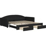  Dnevni krevet na razvlačenje s ladicama crni 100x200 cm tkanina | shoptok.hr